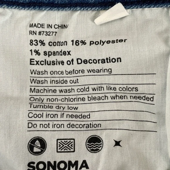 Sonoma Embroidered Mid Rise Capri/Cropped Jeans, size 12, NWT - Picture 9 of 16